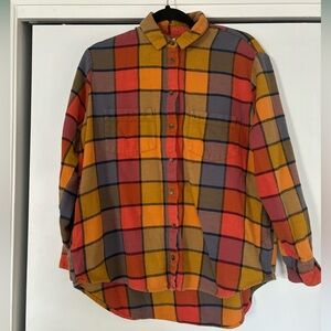 Madewell fall autumn multicolored checked flannel button up S